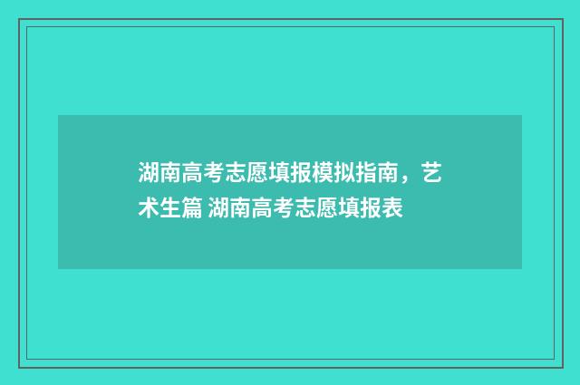 湖南高考志愿填报模拟指南，艺术生篇 湖南高考志愿填报表