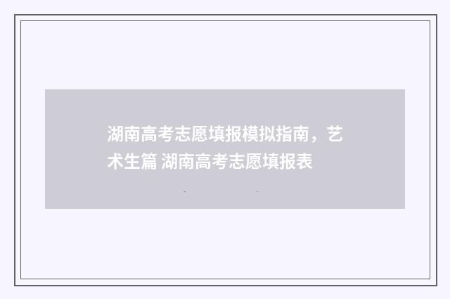 湖南高考志愿填报模拟指南，艺术生篇 湖南高考志愿填报表