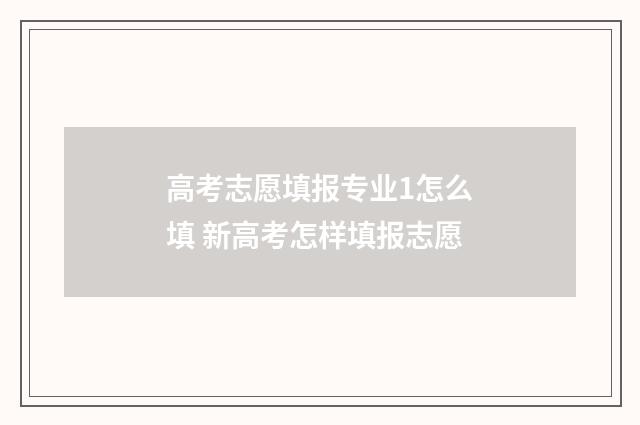高考志愿填报专业1怎么填 新高考怎样填报志愿