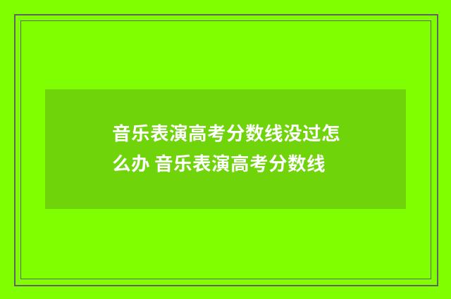 音乐表演高考分数线没过怎么办 音乐表演高考分数线
