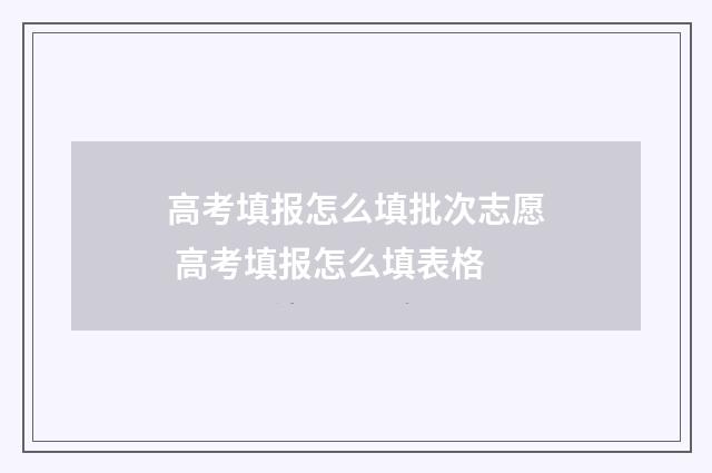 高考填报怎么填批次志愿 高考填报怎么填表格