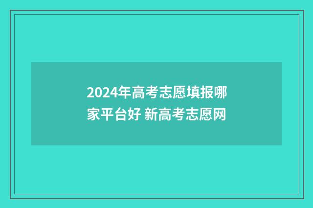 2024年高考志愿填报哪家平台好 新高考志愿网