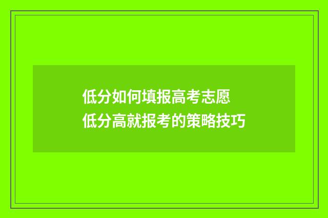 低分如何填报高考志愿 低分高就报考的策略技巧