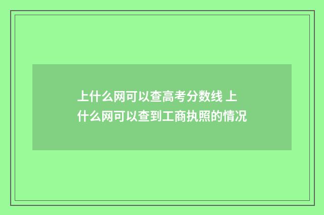 上什么网可以查高考分数线 上什么网可以查到工商执照的情况