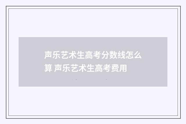 声乐艺术生高考分数线怎么算 声乐艺术生高考费用