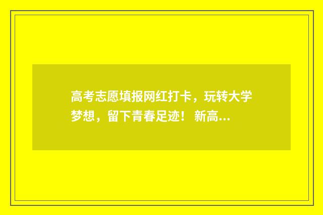 高考志愿填报网红打卡，玩转大学梦想，留下青春足迹！ 新高考志愿网
