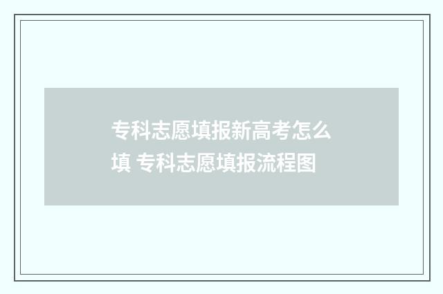 专科志愿填报新高考怎么填 专科志愿填报流程图