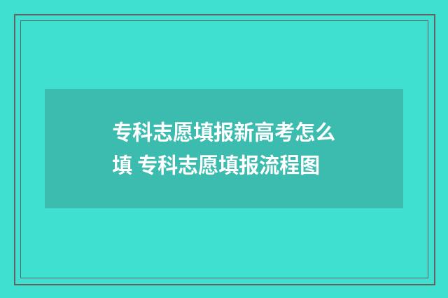 专科志愿填报新高考怎么填 专科志愿填报流程图