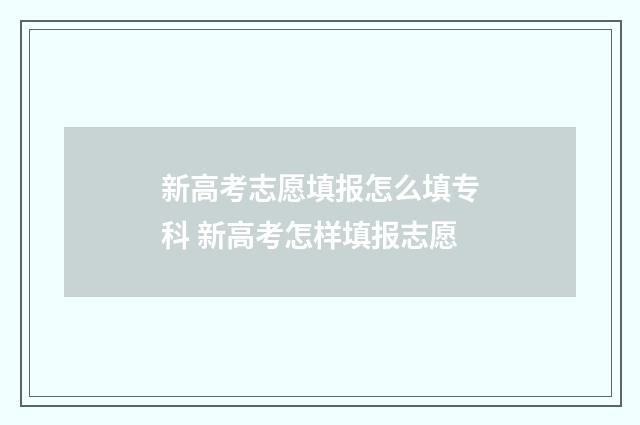 新高考志愿填报怎么填专科 新高考怎样填报志愿