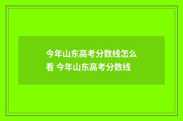 今年山东高考分数线怎么看 今年山东高考分数线