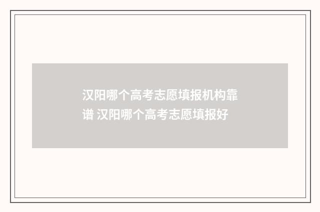 汉阳哪个高考志愿填报机构靠谱 汉阳哪个高考志愿填报好