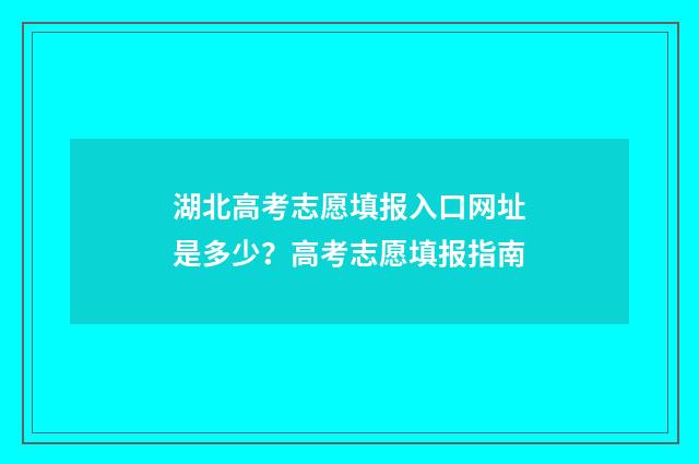 湖北高考志愿填报入口网址是多少？高考志愿填报指南