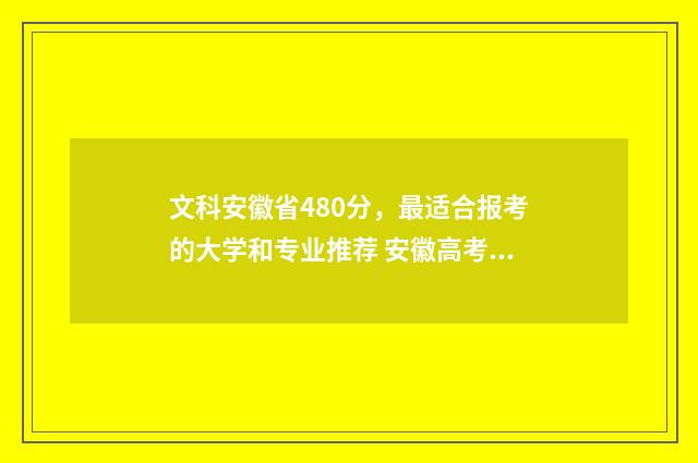 文科安徽省480分，最适合报考的大学和专业推荐 安徽高考480分文科是几本
