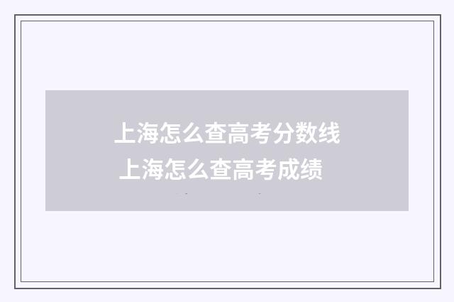 上海怎么查高考分数线 上海怎么查高考成绩
