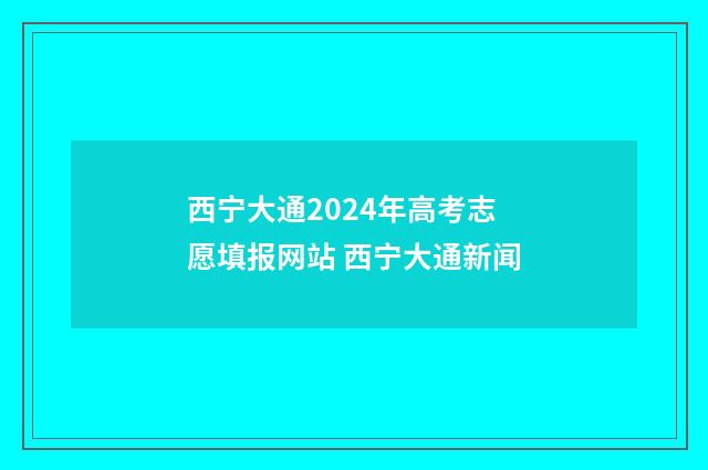 西宁大通2024年高考志愿填报网站 西宁大通新闻