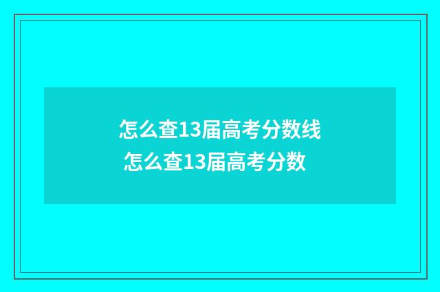 怎么查13届高考分数线 怎么查13届高考分数