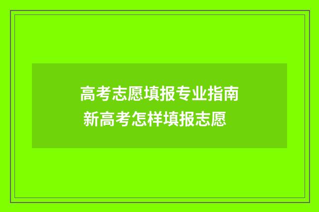 高考志愿填报专业指南 新高考怎样填报志愿