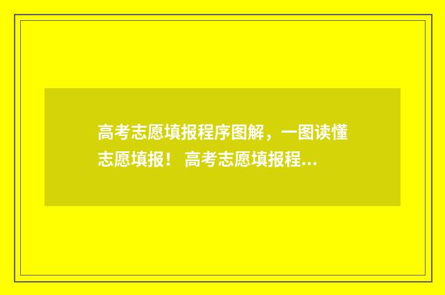 高考志愿填报程序图解，一图读懂志愿填报！ 高考志愿填报程晓靖