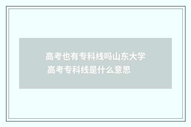 高考也有专科线吗山东大学 高考专科线是什么意思