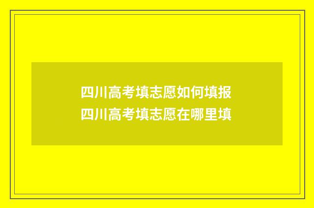 四川高考填志愿如何填报 四川高考填志愿在哪里填