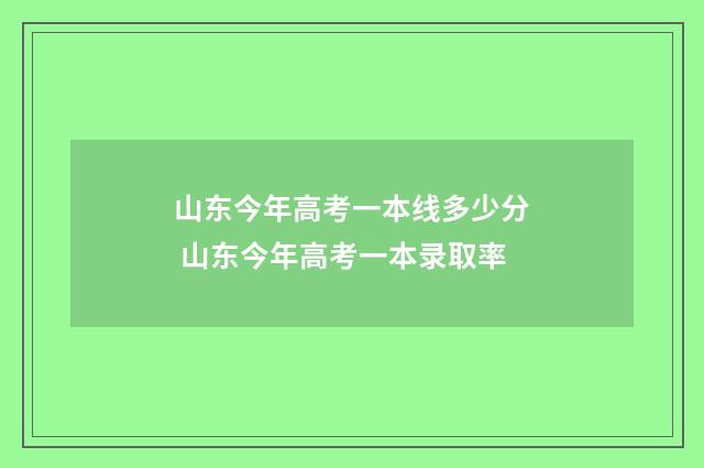 山东今年高考一本线多少分 山东今年高考一本录取率