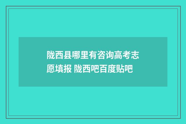 陇西县哪里有咨询高考志愿填报 陇西吧百度贴吧