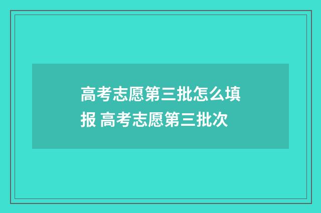 高考志愿第三批怎么填报 高考志愿第三批次
