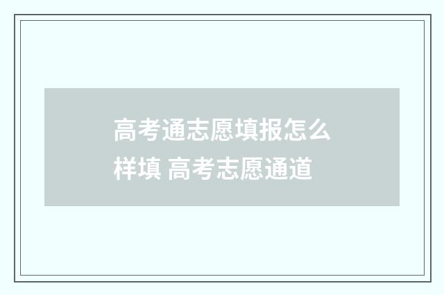 高考通志愿填报怎么样填 高考志愿通道