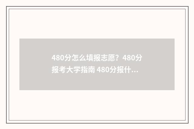 480分怎么填报志愿？480分报考大学指南 480分报什么学校