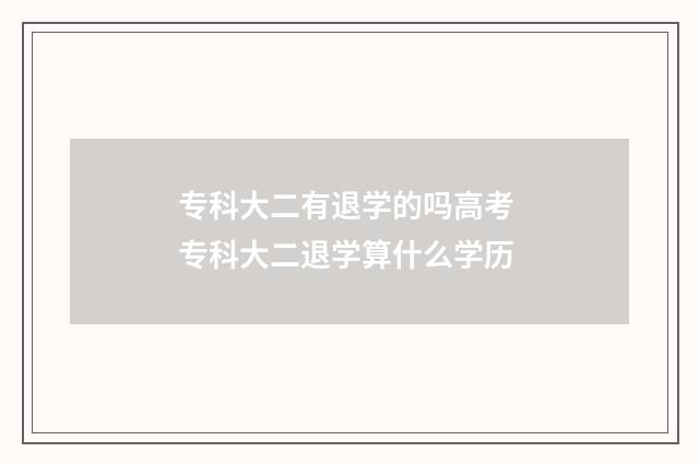 专科大二有退学的吗高考 专科大二退学算什么学历