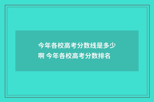 今年各校高考分数线是多少啊 今年各校高考分数排名