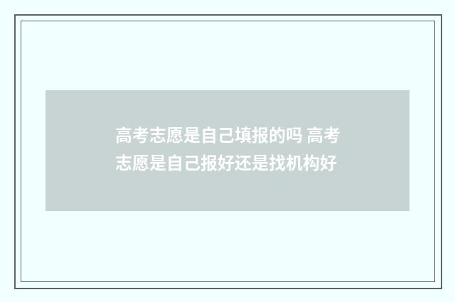 高考志愿是自己填报的吗 高考志愿是自己报好还是找机构好