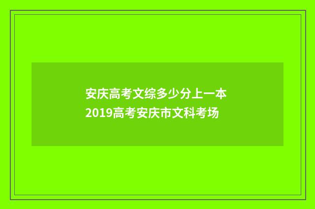 安庆高考文综多少分上一本 2019高考安庆市文科考场