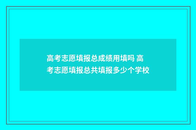 高考志愿填报总成绩用填吗 高考志愿填报总共填报多少个学校