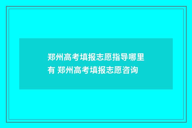 郑州高考填报志愿指导哪里有 郑州高考填报志愿咨询