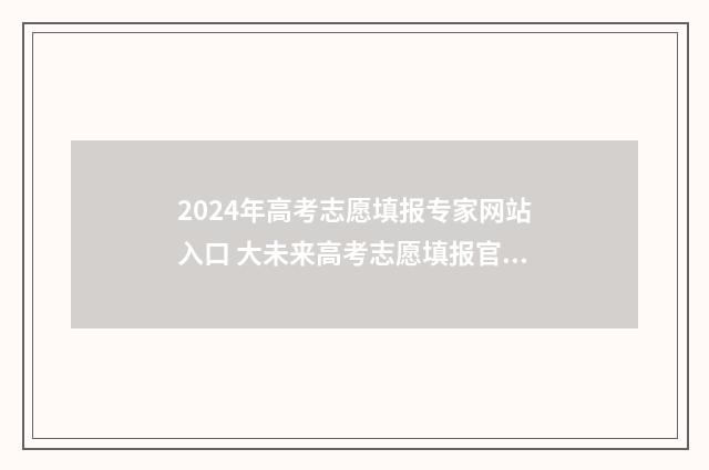 2024年高考志愿填报专家网站入口 大未来高考志愿填报官网