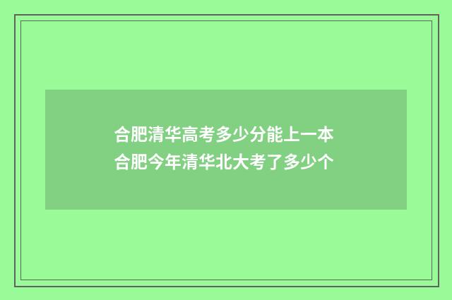 合肥清华高考多少分能上一本 合肥今年清华北大考了多少个