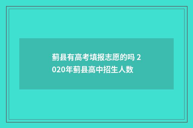 蓟县有高考填报志愿的吗 2020年蓟县高中招生人数