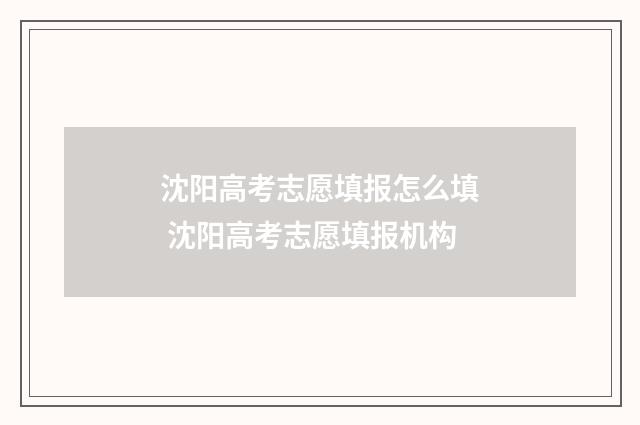 沈阳高考志愿填报怎么填 沈阳高考志愿填报机构