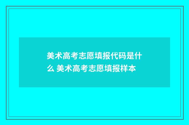 美术高考志愿填报代码是什么 美术高考志愿填报样本