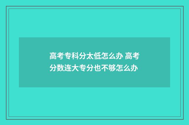 高考专科分太低怎么办 高考分数连大专分也不够怎么办