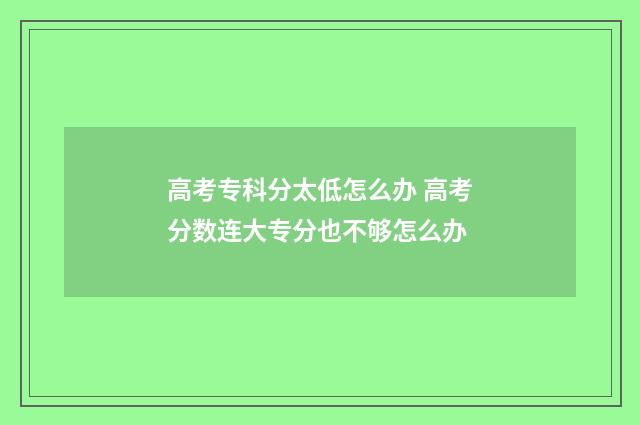 高考专科分太低怎么办 高考分数连大专分也不够怎么办