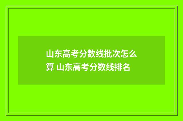 山东高考分数线批次怎么算 山东高考分数线排名