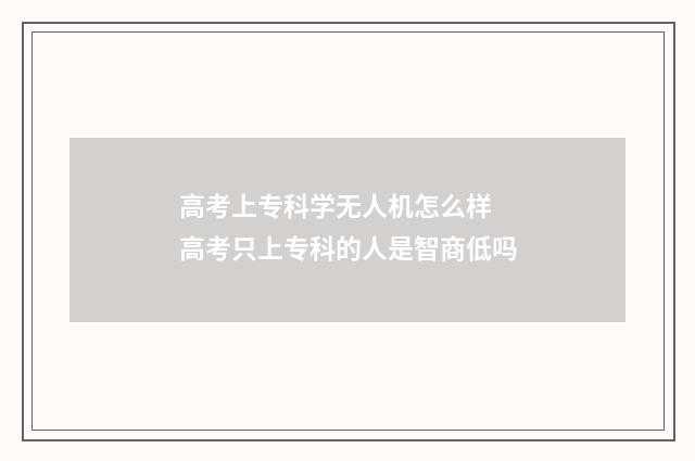 高考上专科学无人机怎么样 高考只上专科的人是智商低吗