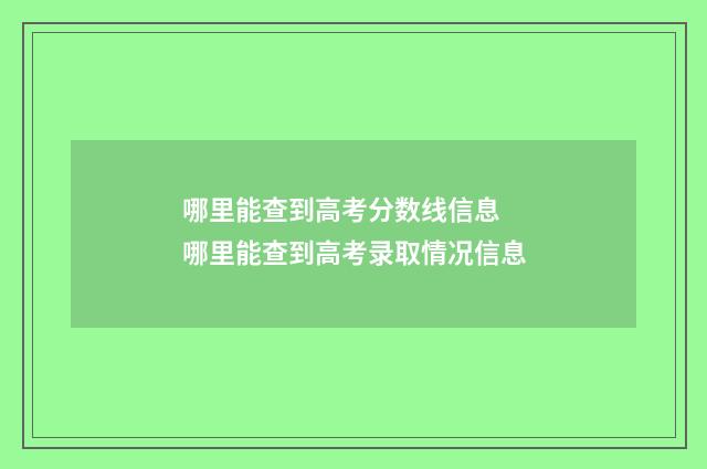 哪里能查到高考分数线信息 哪里能查到高考录取情况信息