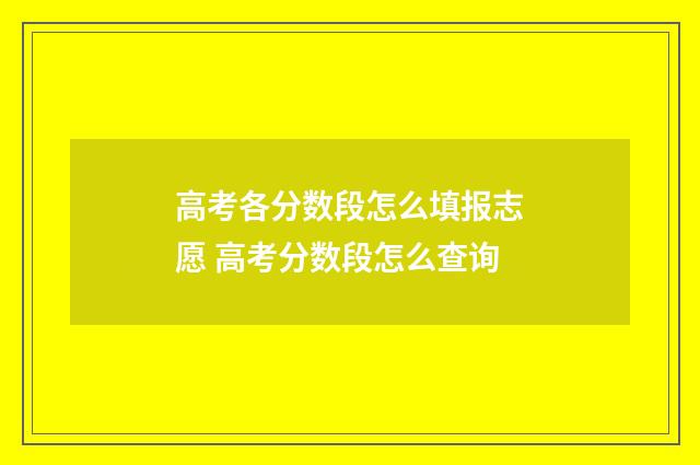 高考各分数段怎么填报志愿 高考分数段怎么查询