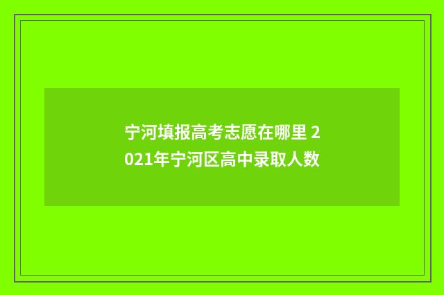 宁河填报高考志愿在哪里 2021年宁河区高中录取人数