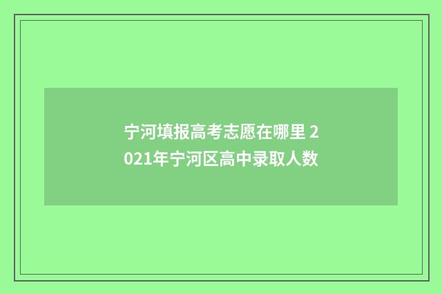 宁河填报高考志愿在哪里 2021年宁河区高中录取人数