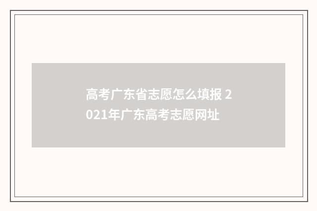 高考广东省志愿怎么填报 2021年广东高考志愿网址