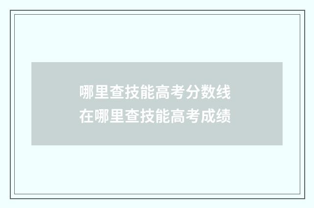 哪里查技能高考分数线 在哪里查技能高考成绩